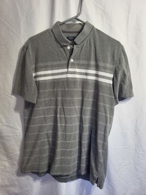 Arrow Gray Polo with White Chest Stripes, Size Medium